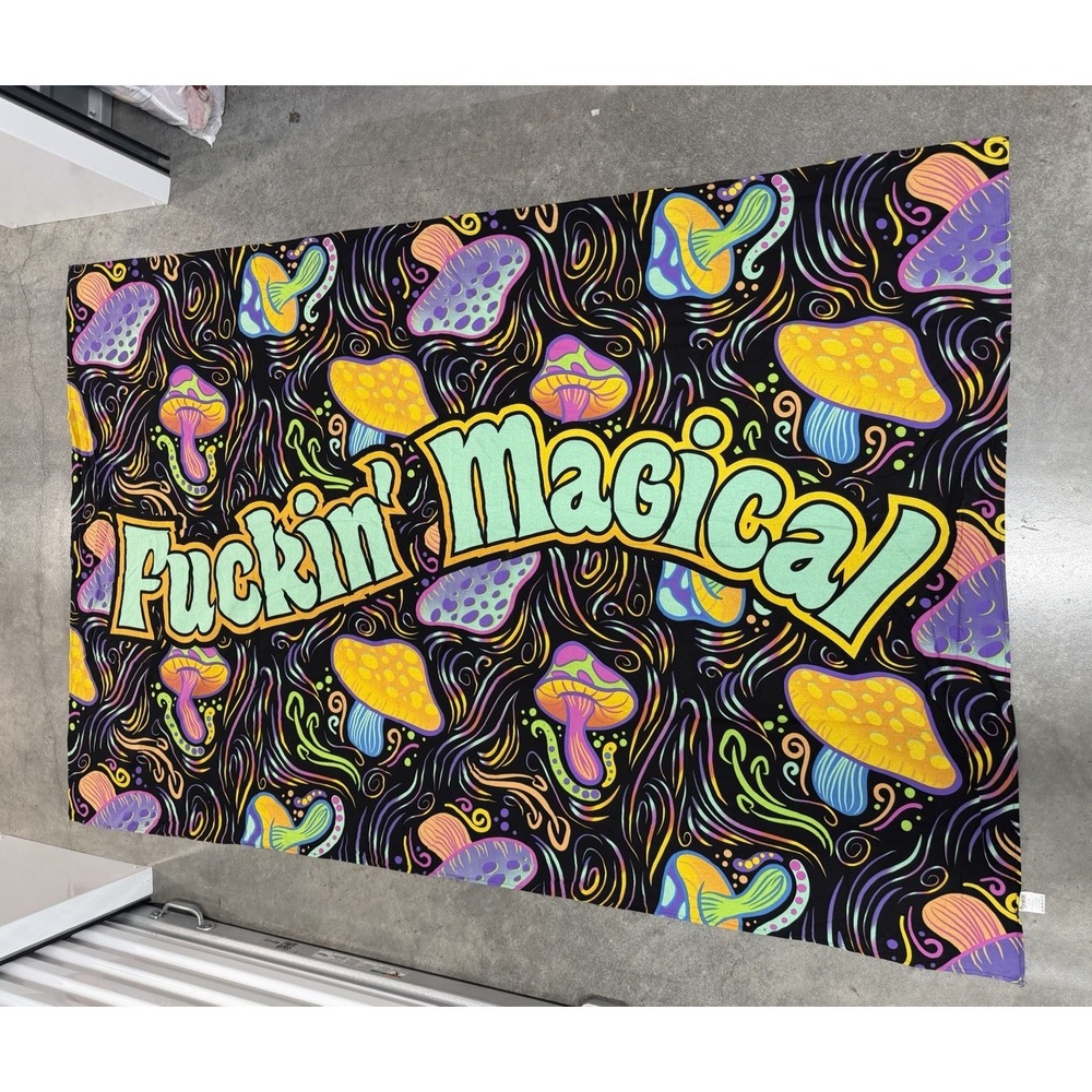 Spencer's brand "Magical" mushroom neon‎ tapestry, 81x53